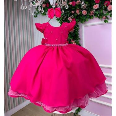 Imagem de Vestido Infantil Rosa Menina Luxo - no-brand, 8, Rosa pink