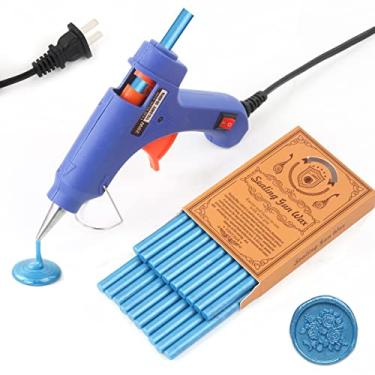 Imagem de Wasole Kits De Lacres Cera, 20 Bastões Lacre Blue Sea Com 1 Conjunto Pistola Cola Para Carimbo, Ótimos Convites Casamento, Cartões Aniversário, Envelopes, Embrulhos Presente