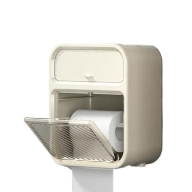 Imagem de Porta Papel Higienico Caixa Porta Papel HigiêNico Dispenser Organizador Banheiro com Suporte Celular e Porta Detergente(Branco Creme)