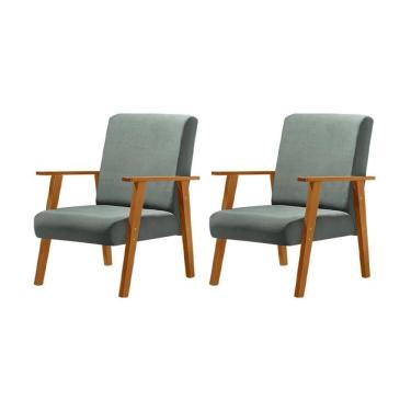 Imagem de Kit 2 Poltronas Decorativas Para Sala Juliana Veludo Cinza