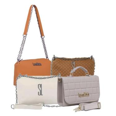Imagem de Kit 4 Bolsas Femininas Baguete com Corrente  Modelos e Cores Sortidas 