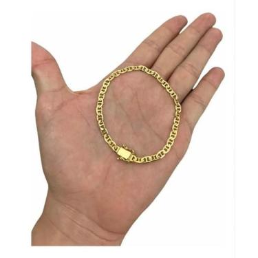 Imagem de Pulseira Masculina 5Mm Piastrine Banhado A Ouro 18K Luxo - Tojoia18K