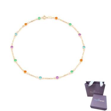 Imagem de Colar Choker Rommanel Colorida Banhada A Ouro 18k Com Cristais