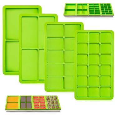Imagem de Divisores de bandeja de silicone de cavidade grande para secador de congelamento direto da colheita, bandejas médias e pequenas, 4 bandejas de silicone verde para colheita, acessórios de liofilização