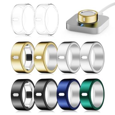 Imagem de Snyeest Capa compatível com Oura Ring 4/Gen 3 Heritage/Gen 3 Horizon, carrega diretamente, anel elástico polido TPU robusto protetor de manga de dedo para treino, academia, mulheres, homens, 10