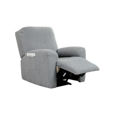 Imagem de CRFATOP Capas reclináveis de jacquard com braços 4 peças Lazyboy capa de cadeira reclinável antiderrapante para cadeira reclinável com bolsos de armazenamento, protetor de móveis para sala de estar