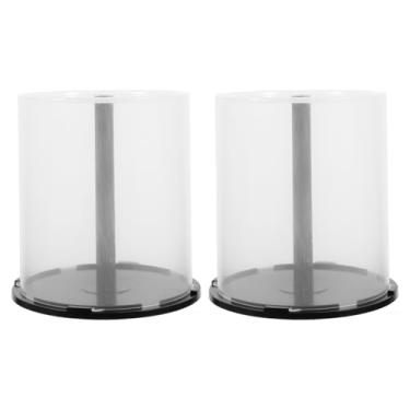 Imagem de Angoily 2 peças vazias para caixa de bolo de CD e DVD, comporta 100 discos, estojo de armazenamento de plástico transparente, compatível com CD-R DVD-R, armazenamento compacto em disco