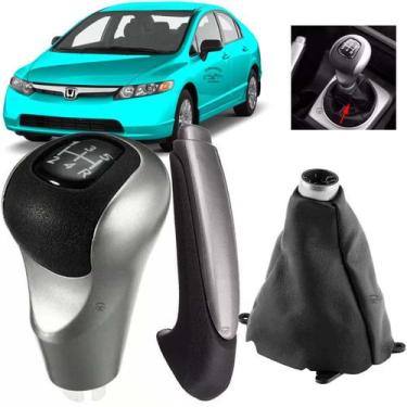 Imagem de Kit Manopla Coifa E Capa Freio De Mão New Civic 2007/2011 - MAX