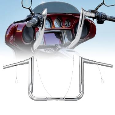 Imagem de TIGERSGATE Guiador de macaco Meathook de 30,5 cm Fat Chrome Meathook Monkey Bagger 30.5 cm Rise Ape para modelos Harley Touring 1996-2023 com carenagem de asa de morcego