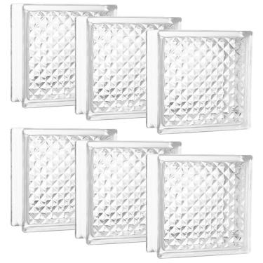 Imagem de Kit 10 Tijolos Bloco De Vidro Quadriculado 19X19X8 Tradestar