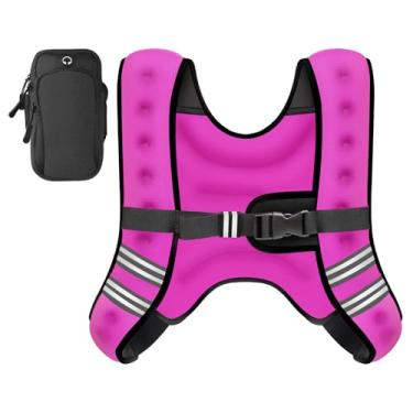 Imagem de GEEBOBO Colete pesado para mulheres e homens, 3,6 kg/5,4 kg/7,3 kg/9,1 kg/11,3 kg/13,6 kg, peso feminino ajustável para caminhada, treinamento de força, corrida, 13,6 kg, rosa