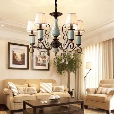 Imagem de Ustre E Lâmpada Pendente LED De Luxo: Estilo Retro Americano Com Toque Europeu, Ideal Para Sala De Estar, Restaurante, Quarto, Estudo, Villa, Hotel E Café (C 5 Luzes)