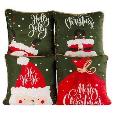 Imagem de Kit c/ 4 Capas de Almofadas Natal Ano Novo Estampadas 45cm x 45cm c/ V