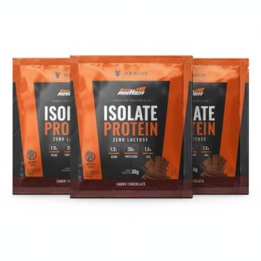 Imagem de Kit 3 whey isolado 100% 21g proteina chocolate sache - NEW MILLEN