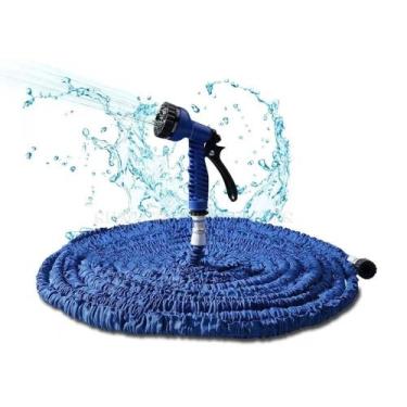 Imagem de Mangueira Jardim Expansível 15 Metros Resistente Jatos de água Azul - 