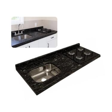 Imagem de Pia Cozinha 150cm Granito Indiano Cuba Funda e Corte Cooktop - Rainha 
