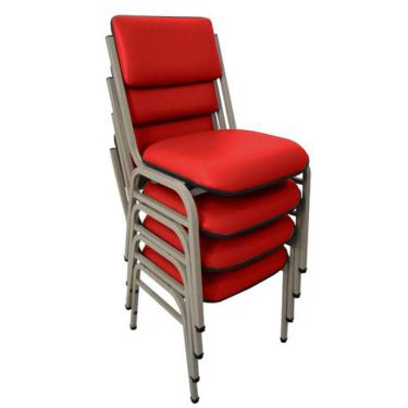 Imagem de Kit com 4 Cadeiras para Auditórios Linha Hotel Smart Vermelho