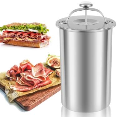 Imagem de CZZONG Panela de prensa de carne de aço inoxidável 304 máquina de prensa de presunto multifuncional forma redonda delicatessen máquina de marcação de carne para carne de porco, frutos do mar, carne