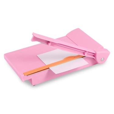 Imagem de Mini cortador de papel guilhotina para artesanato, mini aparador de papel, corte preciso para fotos, cartões, scrapbooking, rosa