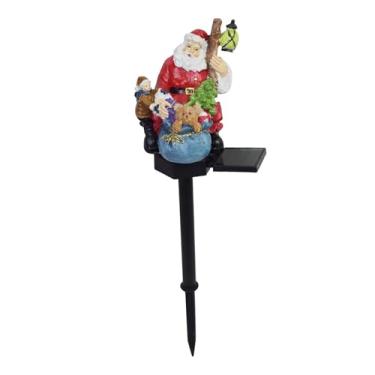 Imagem de predolo Luz de estaca solar de Natal, luz de caminho movida a energia solar, figura de Papai Noel, adereços de layout de cena de novidade, decoração de Natal, 1pcs