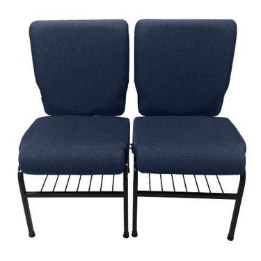 Imagem de 02 Cadeiras para Igrejas c/ Porta Biblía e Porta Cálice Azul