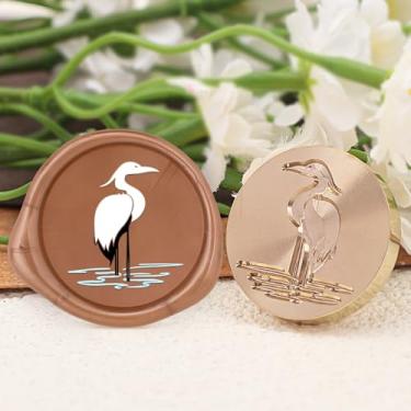 Imagem de Carimbo de selo de cera de garça de cobre vintage destacável carimbo de latão e um padrão de cabo de madeira Carta de cabeça cartão de convite de presente de casamento pacote de férias