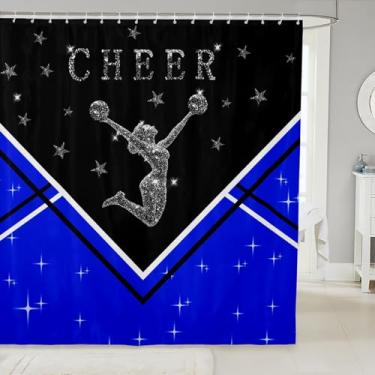 Imagem de Manfei Cheer Cortinas de chuveiro infantis para decoração de quarto de meninos e meninas, cortinas de banho impermeáveis para líderes de torcida com 12 ganchos para banheira, 182 cm L x 183 cm C