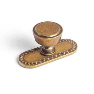 Imagem de Goo-Ki Puxadores de armário de latão antigo com placa traseira ferragens de cozinha de liga de zinco - pacote com 6 puxadores de gaveta de barra vintage com espaçador