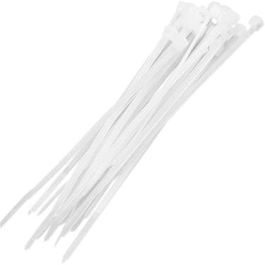 Imagem de Abraçadeira de Nylon Branca para Cabos, 200mm x 4.8mm, Pacote com 100 Peças, Tipo Enforca Gato, Grande