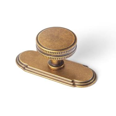 Imagem de Goo-Ki Puxadores de armário de latão antigo com placa traseira/base ferragem de barra de liga de zinco - pacote com 6 puxadores de cozinha com orifício único/gaveta de parafuso com espaçador