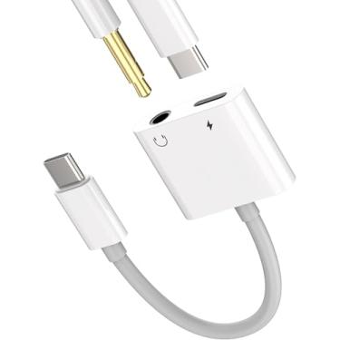Imagem de Adaptador de áudio USB C para 3,5 mm e carregador 2 em 1 USB C para auxiliar dongle de fone de ouvido com 60W PD carregamento rápido compatível com iPhone 17/16/15 Pro Max, Galaxy S25/S24/S23/S22