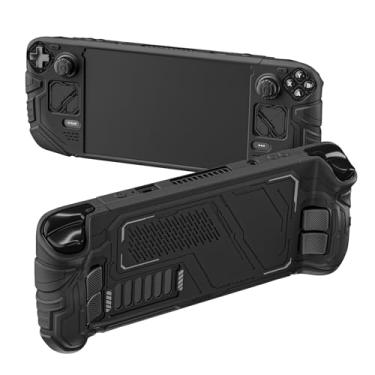 Imagem de PlayVital Capa protetora Mecha para Steam Deck – Capa antiderrapante de silicone para Steam Deck OLED e LCD | Capa à prova de choque com conjunto de aprimoramento de botão traseiro e punhos de polegar