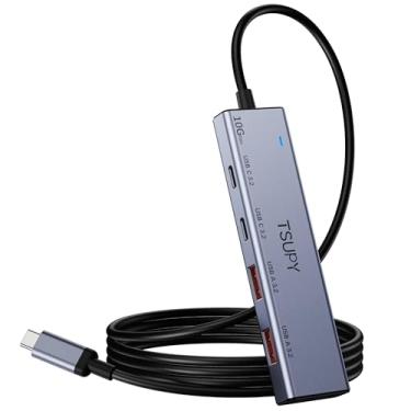 Imagem de USB C HUB 3.2, TSUPY USB HUB 10Gbps USB C 3.2 Gen 2 Divisor com cabo estendido de 1,2 m, 2 entradas USB-A e 2 portas USB-C multi USB para MacBook Air/Pro, Surface Pro, XPS, laptop, PC e mais