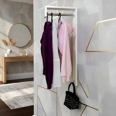 Imagem de Cabideiro de Parede "J" Arara Camiseiro Porta Bolsas Branco Laca