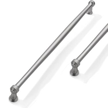Imagem de CABDM Pacote com 2 puxadores de armário de níquel acetinado escovado de 305 mm de centro a centro para armários armários sólidos puxadores de gaveta resistentes cômodos cozinhas quartos