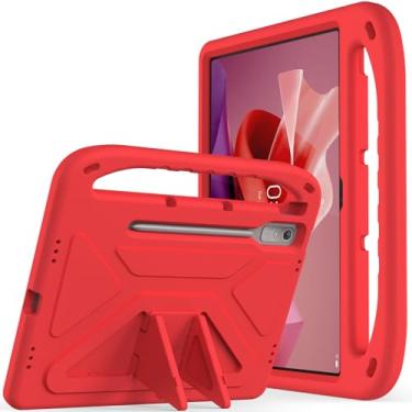 Imagem de Capa infantil para Lenovo Tab P12 (32.3 cm) 2023 TB-370/TB-371, capa protetora leve e durável de EVA à prova de choque, capa resistente para tablet com suporte de alça (vermelha)
