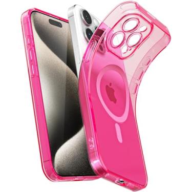 Imagem de Svanove Capa magnética transparente para iPhone 15 Pro Max, compatível com Magsafe Slim Thin Transparente Mag Safe Case para mulheres e meninas, linda de silicone fluorescente brilhante com capa para
