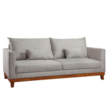 Imagem de Sofá London 3 Lugares Via Encanto Linho Cinza