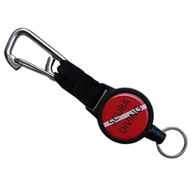Imagem de Luzhengyang Cordão retrátil extensível de mergulho com corda de aço inoxidável oculta - e suporte de equipamento de mergulho para câmera, mergulho com snorkel, pesca submarina - Clipe incluído - Aço