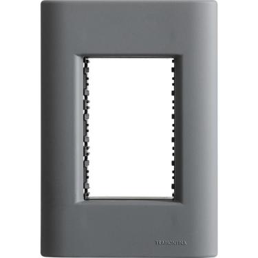 Imagem de Placa 3 Postos 4x2 Tramontina Giz Titânio Soft Touch Com Suporte