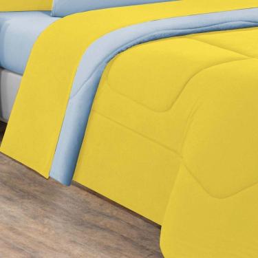 Imagem de Edredom Malha 100% Algodão Gran Moratta 1 Peça Solteiro - Amarelo-azul Bebê