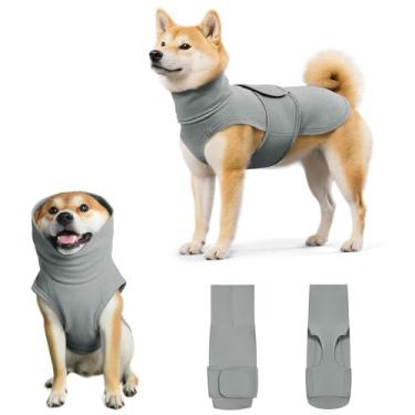 Imagem de Colete calmante para cães com gola rolê ajustável para fogos de artifício, separação, visitas ao veterinário, moletom com capuz para cães grandes e médios