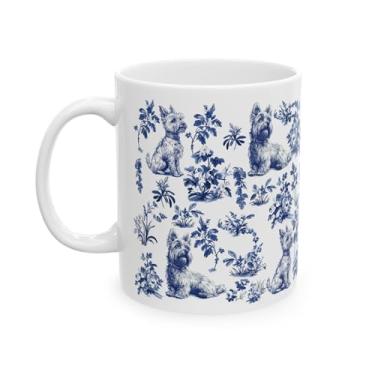 Imagem de Caneca de café Yorkie Dog French Toile De Jouy - Inspirada na caneca de café Toile De Jouy - Presentes para amantes de cães - presentes para mulheres - amantes de animais de estimação no dia das mães