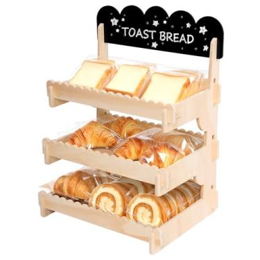 Imagem de Suporte de exibição de cupcake de madeira compensada, configuração sem esforço, grande capacidade, prateleira de pastelaria em camadas com placa de quadro-negro para evento de feira de artesanato de