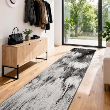 Imagem de OLFRUGDT Tapete de corredor lavável para corredor: tapete de corredor de cozinha extralongo antiderrapante tapetes abstratos estampados de lã sintética baixa pilha macia tapete interno para quarto