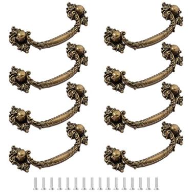 Imagem de Zovylks Puxador de armário vintage elegante Ivy 96 mm/3,78 polegadas centro do orifício, liga de zinco, alças giratórias, alças de gaveta de bronze antigo para cozinha, armário (8)