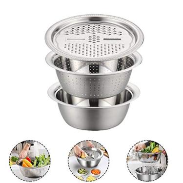 Imagem de GLOGLOW Ralador de Cozinha de Aço Inoxidável da Bacia da Peneira, Escorredor Multifuncional para Queijos, Legumes e Arroz 28cm para Cozinheiros Domésticos (3)