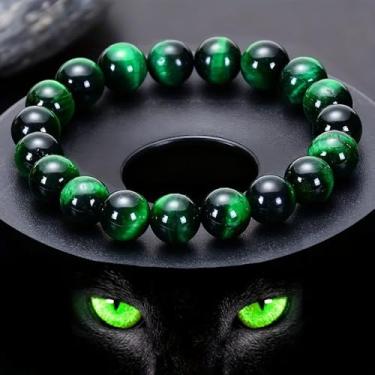 Imagem de Pulseira de pedra preciosa de cristal natural de grau 5A: contas de quartzo com energia terapêutica — estilo elástico feito à mão para meninos e meninas, One Size, Vidro, Sem Pedra Preciosa