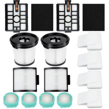 Imagem de Acessórios para aspirador sem fio Shark Detect Pro IW3511, IW3120, IW3615, IW3110C, IW3111C sistema de autovazio, 2 pré-motor e 2 filtros HEPA para aspirador de pó, 2 filtros de doca e 4 cartuchos de