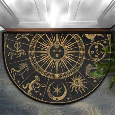 Imagem de Tapete de porta meio redondo, galáxia, contelação, sol, antiderrapante, absorvente, semicírculo, tapetes laváveis, para ambientes internos e externos, pátio, cozinha, banheiro, entrada, lareira